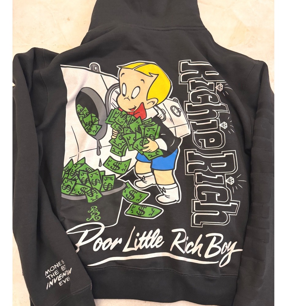 Shoe Palace x Richie Rich Poor Little Rich Boy Zip Hoodie Black Mens Large M-177